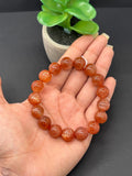 Sunstone Bracelet 12 mm size- Code #V3 -AAA Quality -Weight 42 gm Natural Sunstone Round Bracelet - Length 7.5 Inch