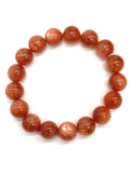 Sunstone Bracelet 12 mm size- Code #V5 -AAA Quality -Weight 43 gm Natural Sunstone Round Bracelet - Length 7.5 Inch