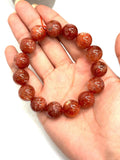 Sunstone Bracelet 14.5 mm size- Code #V7 -AAA Quality -Weight 61 gm Natural Sunstone Round Bracelet - Length 7.5 Inch