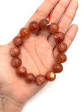 Sunstone Bracelet 14 mm size- Code #V10 -AAA Quality -Weight 55.4 gm Natural Sunstone Round Bracelet - Length 7.5 Inch