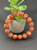 Sunstone Bracelet 14 mm size- Code #V10 -AAA Quality -Weight 55.4 gm Natural Sunstone Round Bracelet - Length 7.5 Inch