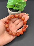 Sunstone Bracelet 15 mm size- Code #V18 -AAA Quality -Weight 68.1 gm gm Natural Sunstone Round Bracelet - Length 7.5 Inch