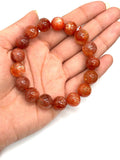 Sunstone Bracelet 12 mm size- Code #V24 -AAA Quality -Weight 41.5 gm gm Natural Sunstone Round Bracelet - Length 7.5 Inch