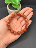 Sunstone Bracelet 12 mm size- Code #V27 -AAA Quality -Weight 43 gm gm Natural Sunstone Round Bracelet - Length 7.5 Inch