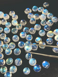 Rainbow Moonstone Cabs 5 mm - Pack of 6 Pcs - 4A Quality - Blue Fire Moonstone Cabochons-