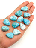 Larimar Cabochon• AAA Quality • Size 16x23 MM .Natural Larimar pear Cabochon • Larimar Cabs, half drill from Top, pack of 1 pc