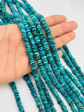 Turquoise heishi shape 7-8mm Size, Natural Turquoise beads, Length 16" Grade AAA ,Blue Turquoise, Hubei mines.