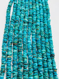 Turquoise heishi shape 7-8mm Size, Natural Turquoise beads, Length 16" Grade AAA ,Blue Turquoise, Hubei mines.