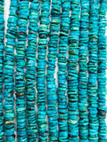 Turquoise heishi shape 7-8mm Size, Natural Turquoise beads, Length 16" Grade AAA ,Blue Turquoise, Hubei mines.