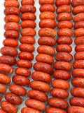 Coral Rondelle beads 6-14 size - Length 16 Inch - Natural Coral Roundel beads. graduated size 6-14mm.