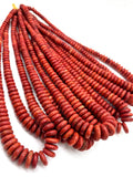 Coral Rondelle beads 6-14 size - Length 16 Inch - Natural Coral Roundel beads. graduated size 6-14mm.