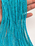 3MM Natural Turquoise Round Beads , 100 % Genuine Stone , Length in 15 Inch , American Turquoise Round Beads