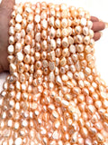 Peach 9-10MM Pearl Nugget Freshwater Pearl , Natural Pearl ,Length 16" , Pearl Nugget Necklace, Freeform shape , AAA Quality