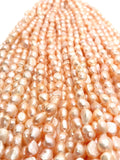Peach 9-10MM Pearl Nugget Freshwater Pearl , Natural Pearl ,Length 16" , Pearl Nugget Necklace, Freeform shape , AAA Quality