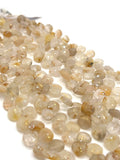 Golden Rutile 8MM Faceted Heart shape Beads -- Golden Rutile Quartz, Golden Rutile Briolettes -length 8"