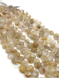 Golden Rutile 8MM Faceted Heart shape Beads -- Golden Rutile Quartz, Golden Rutile Briolettes -length 8"