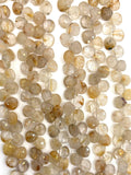 Golden Rutile 8MM Faceted Heart shape Beads -- Golden Rutile Quartz, Golden Rutile Briolettes -length 8"