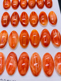 10x20 mm Spiny Oyster Shell Oval Cabs • Pack of 2 Pcs • AAA Quality • Natural Shell Cabochon • Orange/ Red Color