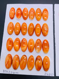 10x20 mm Spiny Oyster Shell Oval Cabs • Pack of 2 Pcs • AAA Quality • Natural Shell Cabochon • Orange/ Red Color