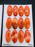 15x30 mm Spiny Oyster Shell Oval Cabs • Pack of 1 Pc • AAA Quality • Natural Shell Cabochon • Orange/ Red Color