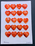 14 mm Spiny Oyster Shell Heart Cabs • Pack of 2 Piece • AAA Quality • Natural Shell Cabochon • Red Color