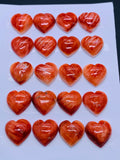 14 mm Spiny Oyster Shell Heart Cabs • Pack of 2 Piece • AAA Quality • Natural Shell Cabochon • Red Color