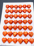 10 mm Spiny Oyster Shell Heart Cabs • Pack of 4 Pieces • AAA Quality • Natural Shell Cabochon • Red Color