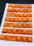 10 mm Spiny Oyster Shell Square Cabs • Pack of 2 Pcs • AAA Quality • Natural Shell Cabochon • Orange/ Red Color
