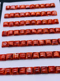 6 mm Spiny Oyster Shell Square Cabs • Pack of 4 Pcs • AAA Quality • Natural Shell Cabochon • Orange/ Red Color