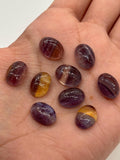Fluorite 10x14MM Oval Cabs, Purple & Green Smooth, Top Quality, Gemstone Round beads Pack of 4 pc