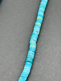 Turquoise Heishi necklace, Silver claps. Size 6mm-AAA Quality -100 % Natural Turquoise, Length 16 inch each, hand knotted in center .