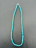 Turquoise Heishi necklace, Silver claps. Size 6mm-AAA Quality -100 % Natural Turquoise, Length 16 inch each, hand knotted in center .