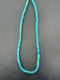Turquoise Heishi necklace, Silver claps. Size 6mm-AAA Quality -100 % Natural Turquoise, Length 16 inch each, hand knotted in center .