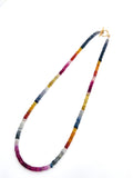 Multi sapphire faceted Necklace with 14K gold toggle clasp , Fine quality beads , Length 17 Inch, origin Tanzania, size 3.5mm