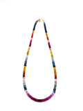 Multi sapphire faceted Necklace with 14K gold toggle clasp , Fine quality beads , Length 17 Inch, origin Tanzania, size 3.5mm