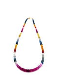 Multi sapphire faceted Necklace with 14K gold toggle clasp , Fine quality beads , Length 17 Inch, origin Tanzania, size 3.5mm