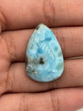 Larimar Cabochon. CODE L11-L15 • AAA Quality • Natural Larimar Pear Cabochon • Larimar Cabs, half drill from Top
