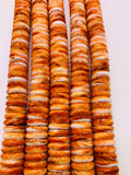 18 mm Spiny Oyster Roundel Beads • 40 cm length • AAA Quality • Natural Spiny Oyster Red/ Orange Color • Origin Mexico