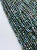Blue Pink Tourmaline 2 mm Cube Faceted Beads- AAAA - Natural Tourmaline Box Bead