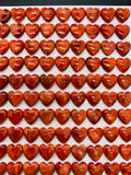 Spiny Oyster Shell Heart Cabs • 8 mm Size • Pack of 2 Pc • AAA Quality • Natural Shell Cabochon • Red Color • Flat Back