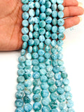 Larimar coins 10 mm AAA Quality Length 40 cm Larimar Good Quality beads - Larimar coin shape Beads. origin Dominican Republic