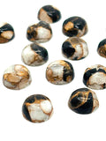 Abalone copper and black onyx 8MM Shell Cabs, Pack of 6 pieces, compressed material.