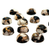 10mm Abalone copper and black onyx Shell Cabs, Pack of 6 pieces, compressed material.