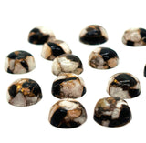10mm Abalone copper and black onyx Shell Cabs, Pack of 6 pieces, compressed material.