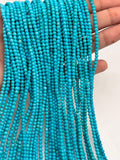 3MM Natural Turquoise Round Beads , 100 % Genuine Stone , Length in 15 Inch , American Turquoise Round Beads