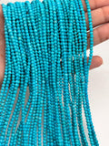 3MM Natural Turquoise Round Beads , 100 % Genuine Stone , Length in 15 Inch , American Turquoise Round Beads