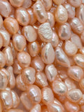 Peach 9-10MM Pearl Nugget Freshwater Pearl , Natural Pearl ,Length 16" , Pearl Nugget Necklace, Freeform shape , AAA Quality