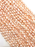 Peach 9-10MM Pearl Nugget Freshwater Pearl , Natural Pearl ,Length 16" , Pearl Nugget Necklace, Freeform shape , AAA Quality