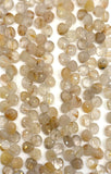 Golden Rutile 8MM Faceted Heart shape Beads -- Golden Rutile Quartz, Golden Rutile Briolettes -length 8"