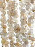 Golden Rutile 8MM Faceted Heart shape Beads -- Golden Rutile Quartz, Golden Rutile Briolettes -length 8"